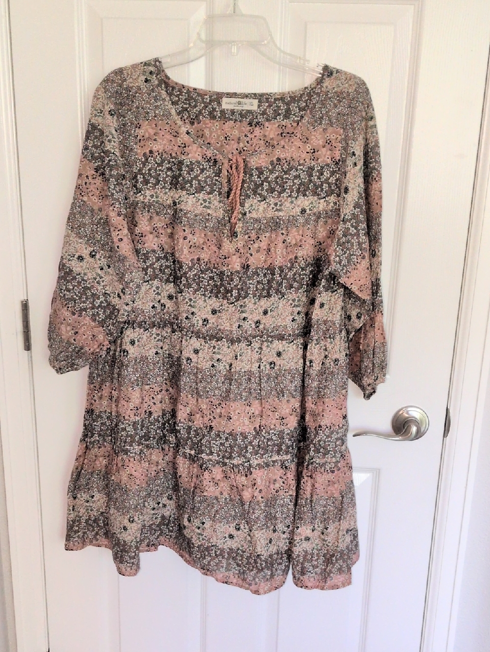 NATURAL LIFE Pink and Gray Floral Mini Dress